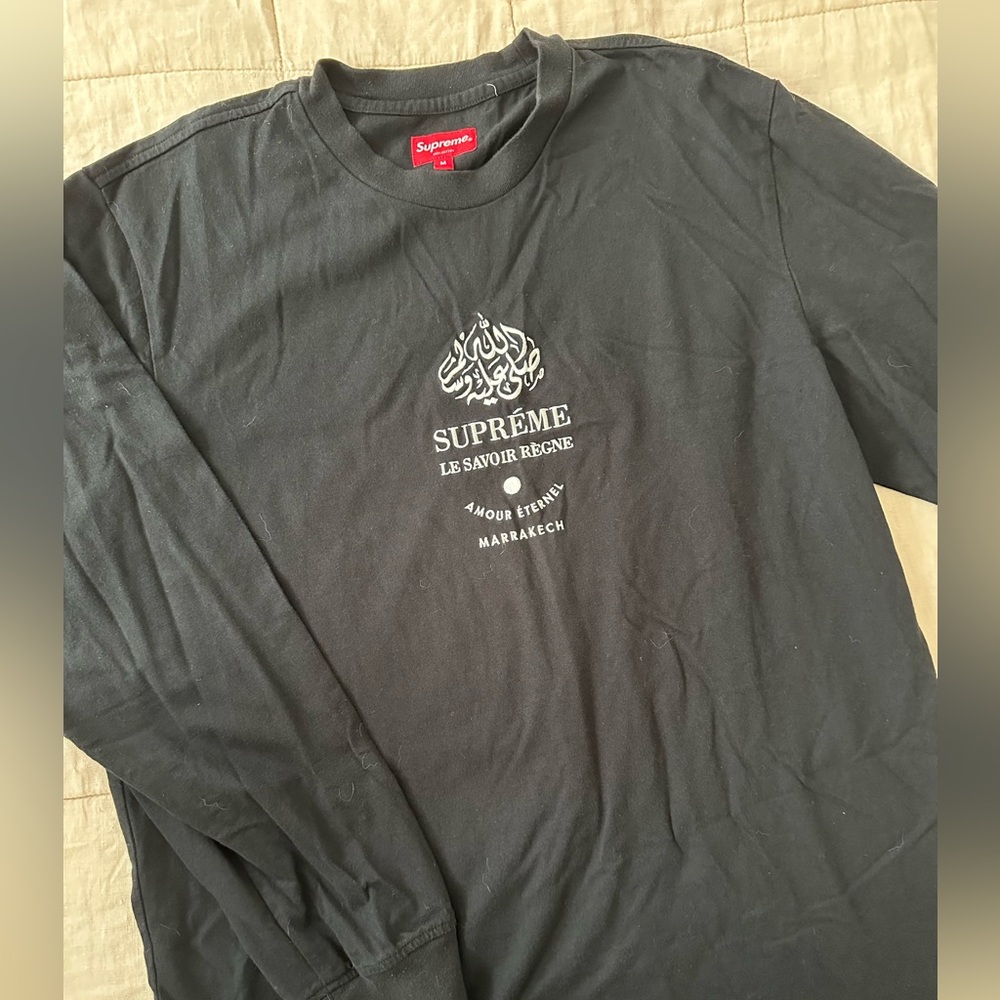 Supreme Marrakech Long Sleeve Black Shirt - Le Savoir Regne